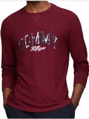 Tommy Hilfiger Mens Thermal Logo Long-Sleeve Port